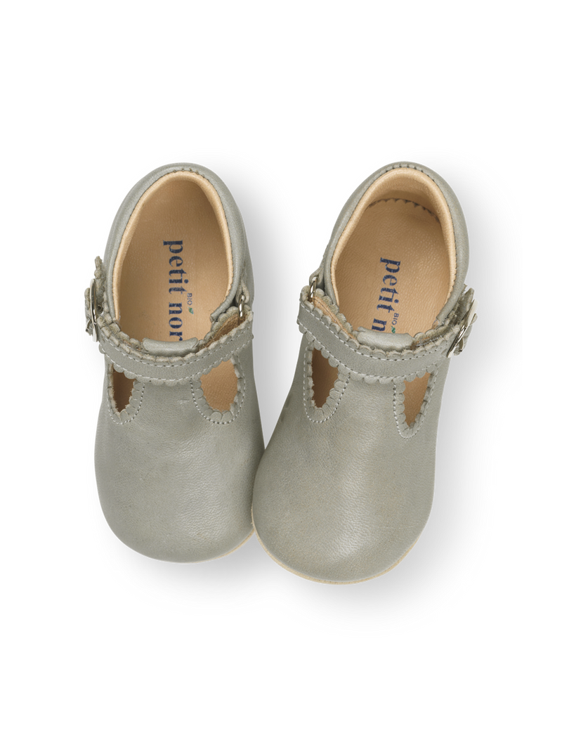 Petit Nord Baby Scallop T-bar Indoor Shoes Concrete 015