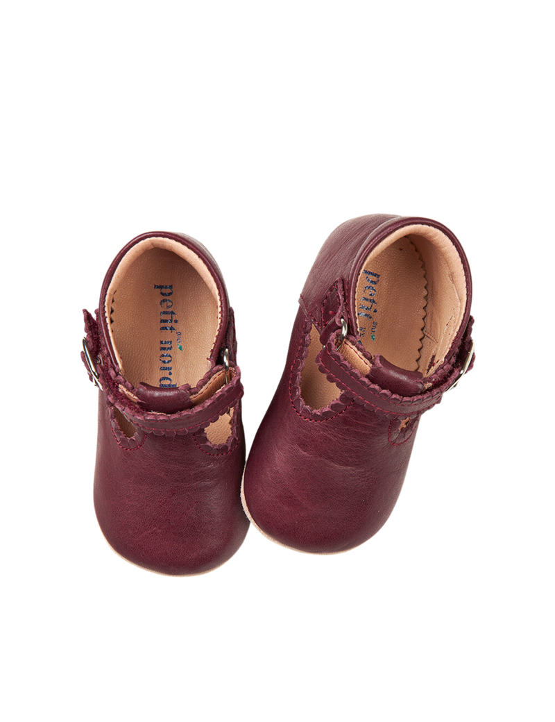Petit Nord Baby Scallop T-bar Indoor Shoes Plum 075