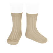 Basic Rib Short Socks - Nougat