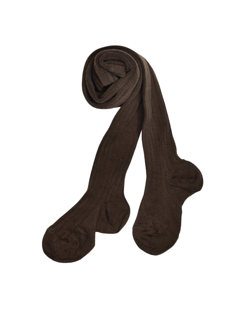 Petit Nord Basic Rib Tights Socks Brown 390