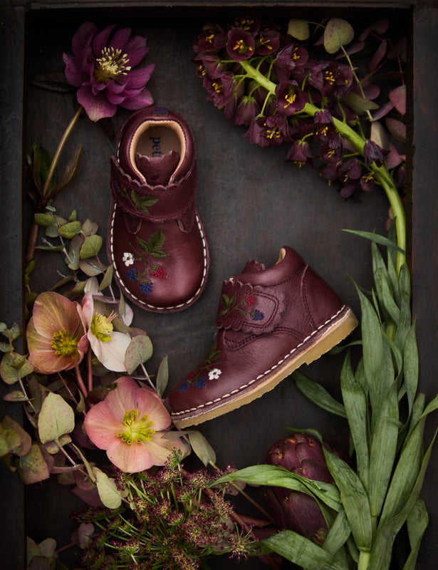 Petit Nord Blackberries Scallop Velcro Boot Low Boot Shoes Plum 075