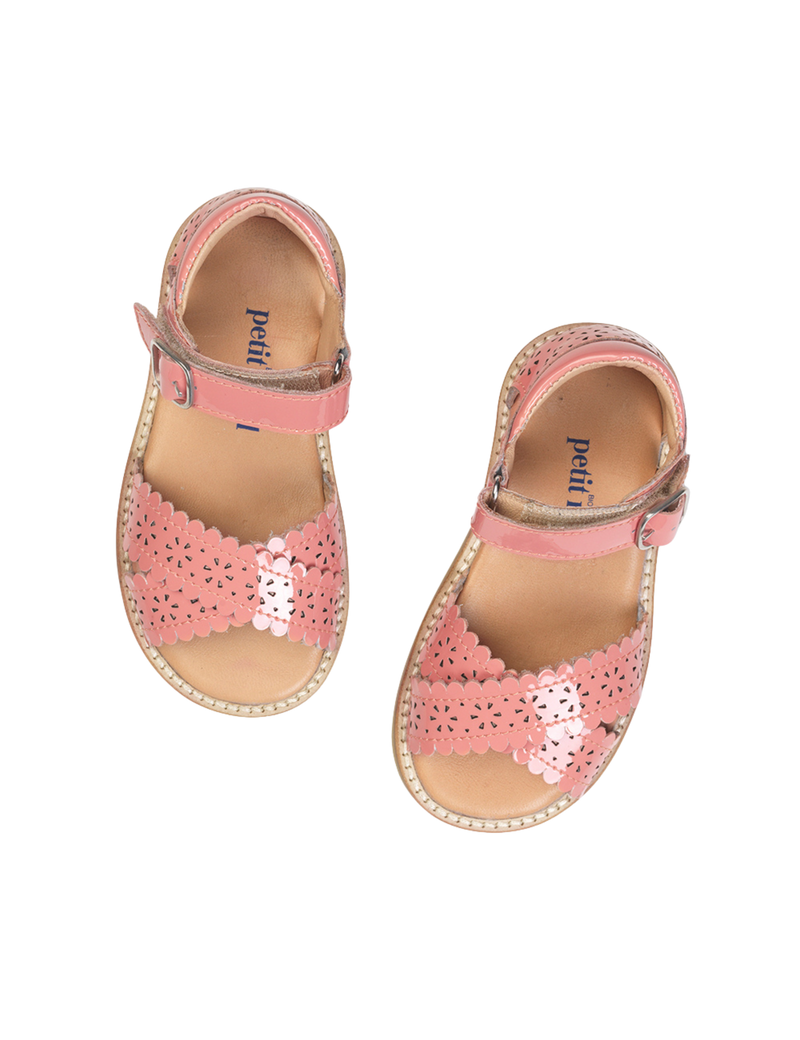 Petit Nord Crossover Scallop Flower Sandals Papaya 085