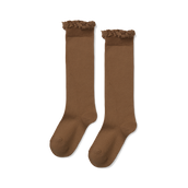 Knee Socks with Lace Edging - Toffee