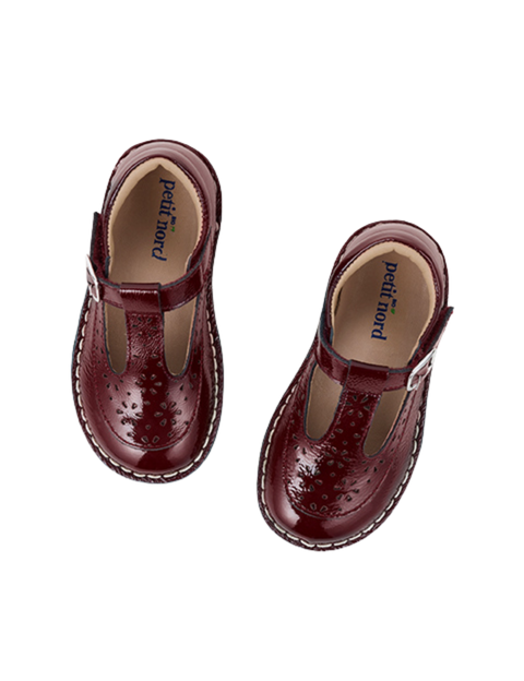 Low T-Bar Flower - Burgundy Patent