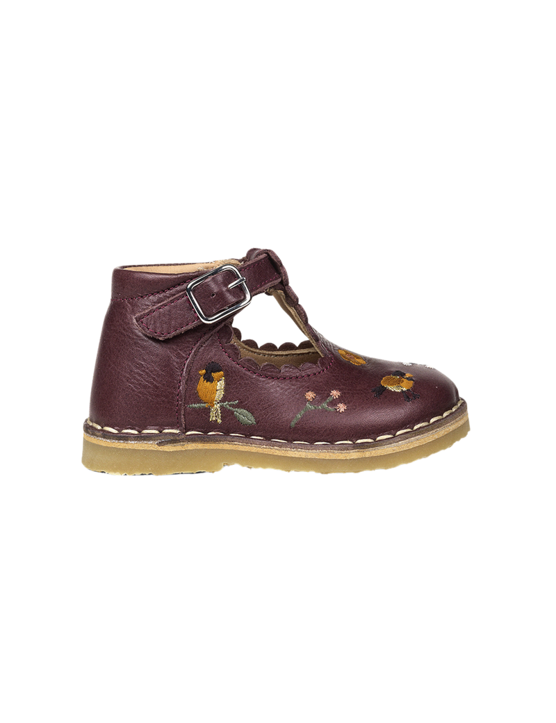 Petit Nord T-Bar Scallop Birds T-bars and Ballerinas Plum 075