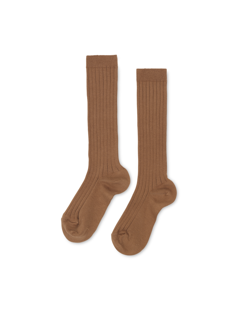 Basic Rib Knee High Socks - Cinnamon