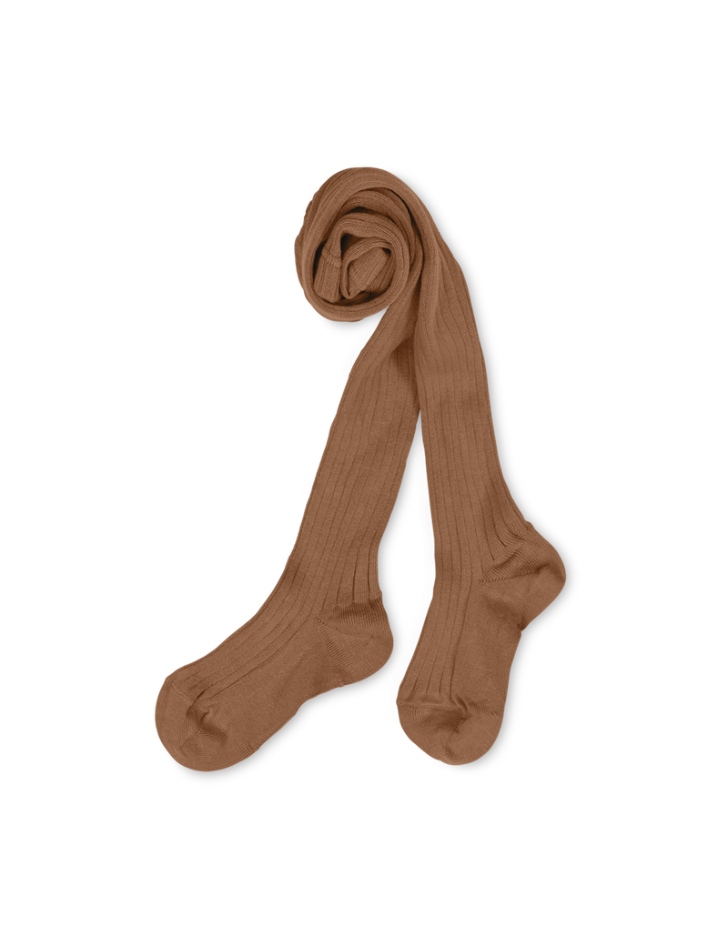 Petit Nord Basic Rib Tights Socks Cinnamon 043