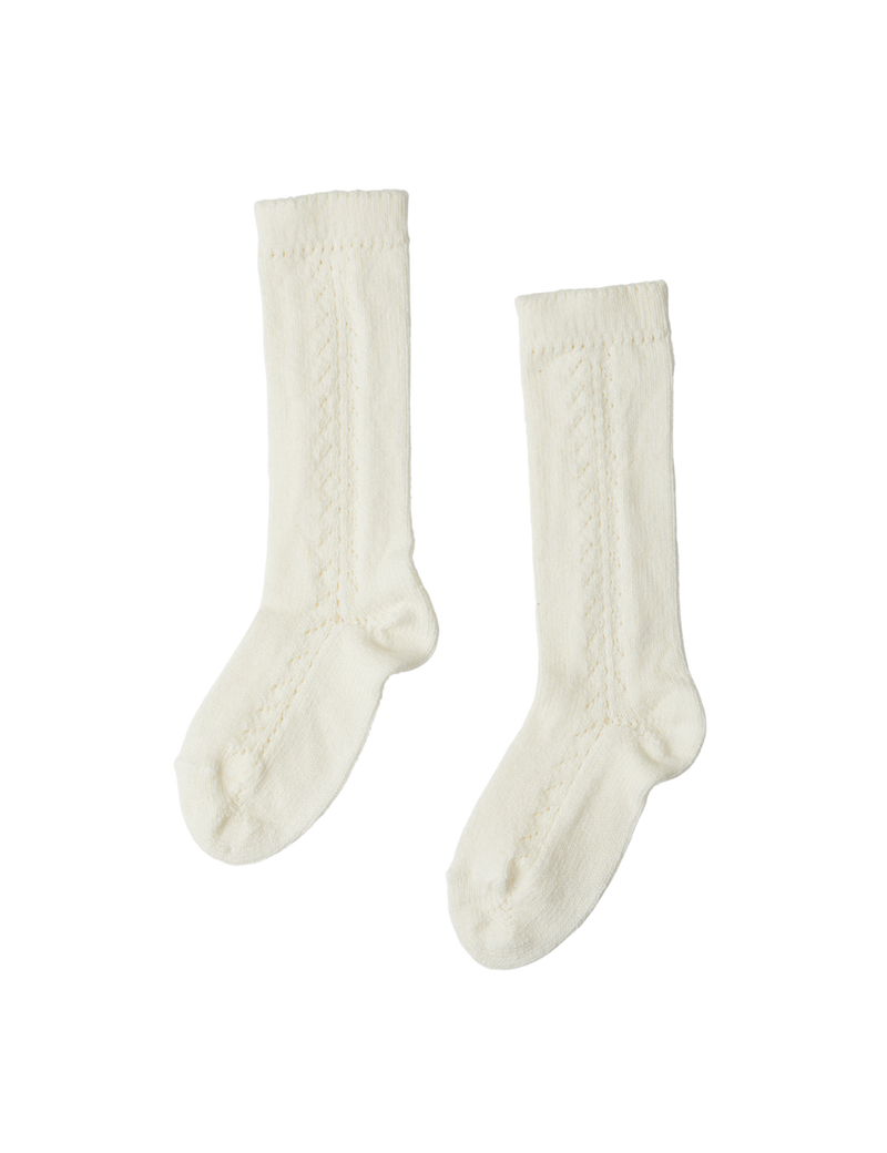 Petit Nord Hole Patterned Knee-High Socks Socks Beige 303